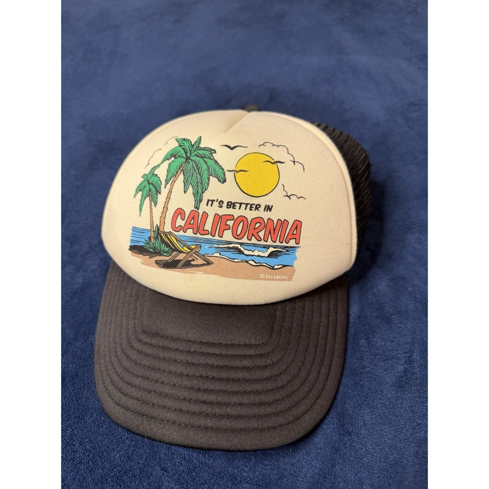 Billabong Its Better In California Y2K Trucker Hat Snapback Cap Mens One Size